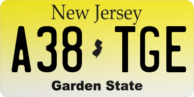 NJ license plate A38TGE