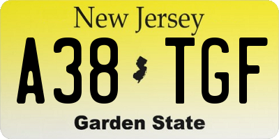 NJ license plate A38TGF