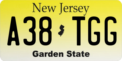 NJ license plate A38TGG