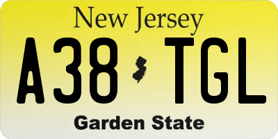 NJ license plate A38TGL