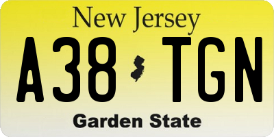NJ license plate A38TGN
