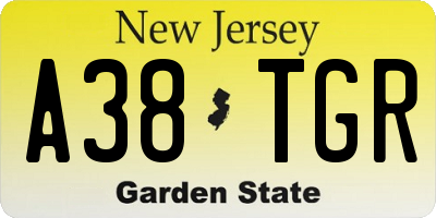 NJ license plate A38TGR
