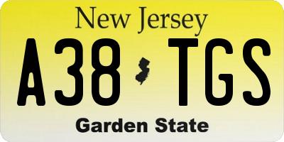 NJ license plate A38TGS