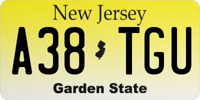 NJ license plate A38TGU