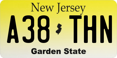 NJ license plate A38THN