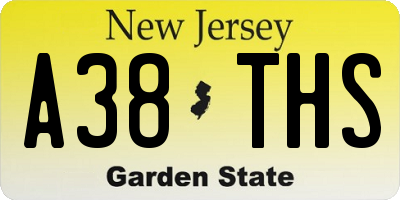 NJ license plate A38THS