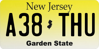NJ license plate A38THU