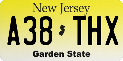 NJ license plate A38THX