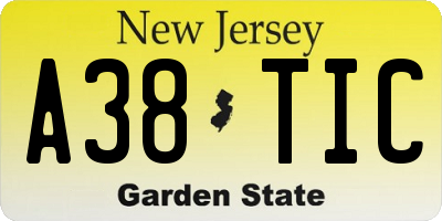 NJ license plate A38TIC