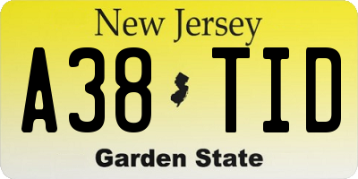 NJ license plate A38TID