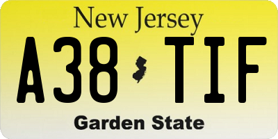 NJ license plate A38TIF