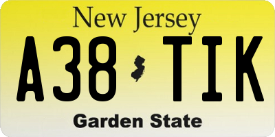 NJ license plate A38TIK