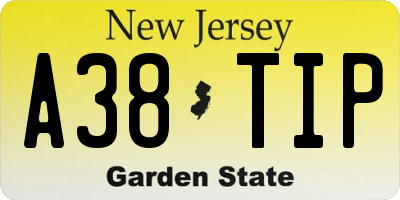 NJ license plate A38TIP