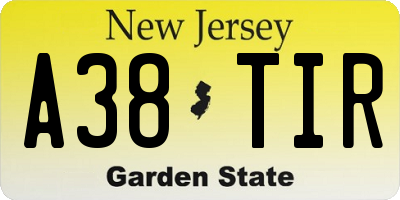 NJ license plate A38TIR