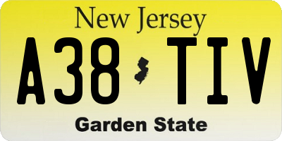 NJ license plate A38TIV
