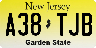 NJ license plate A38TJB
