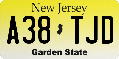 NJ license plate A38TJD