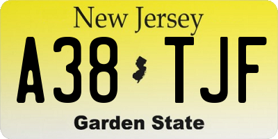 NJ license plate A38TJF