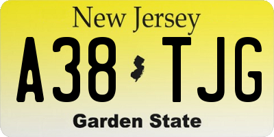 NJ license plate A38TJG