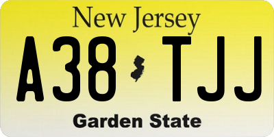 NJ license plate A38TJJ