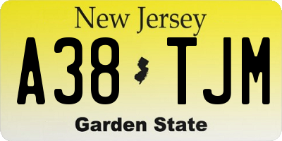 NJ license plate A38TJM