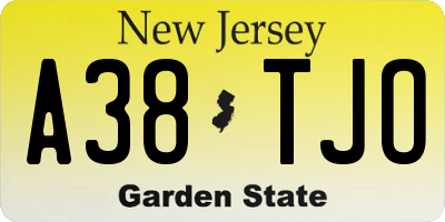NJ license plate A38TJO