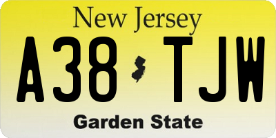 NJ license plate A38TJW