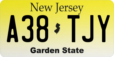 NJ license plate A38TJY