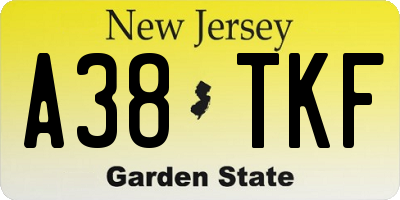 NJ license plate A38TKF