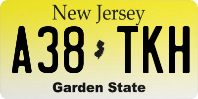 NJ license plate A38TKH