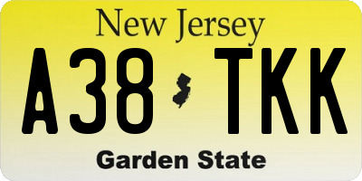 NJ license plate A38TKK