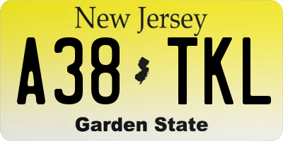 NJ license plate A38TKL