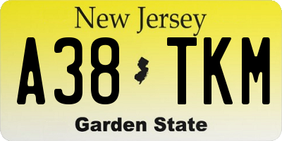 NJ license plate A38TKM