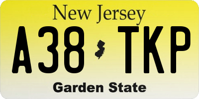NJ license plate A38TKP