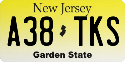NJ license plate A38TKS
