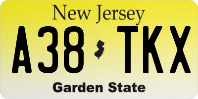 NJ license plate A38TKX