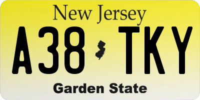 NJ license plate A38TKY