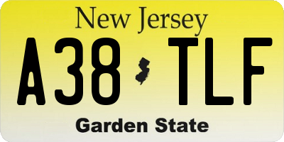 NJ license plate A38TLF