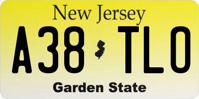 NJ license plate A38TLO