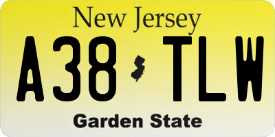 NJ license plate A38TLW