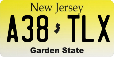 NJ license plate A38TLX
