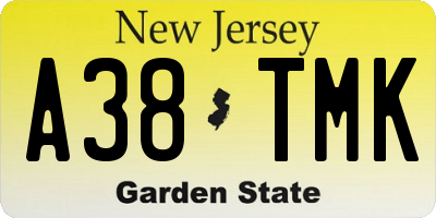 NJ license plate A38TMK