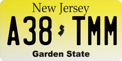 NJ license plate A38TMM