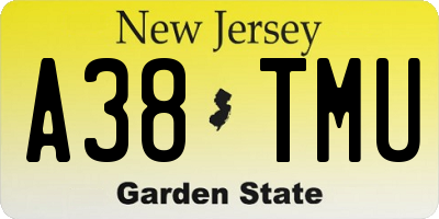 NJ license plate A38TMU
