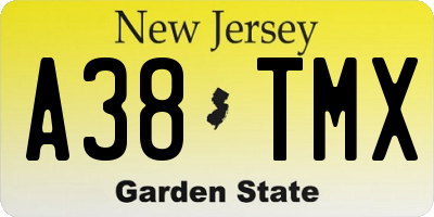 NJ license plate A38TMX