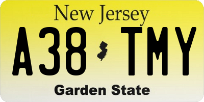 NJ license plate A38TMY