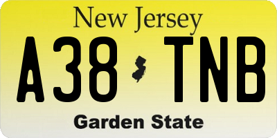 NJ license plate A38TNB