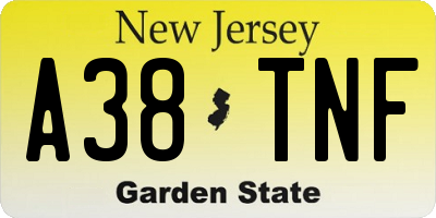 NJ license plate A38TNF