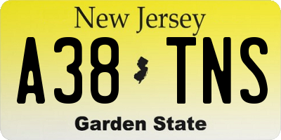 NJ license plate A38TNS