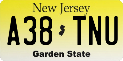 NJ license plate A38TNU